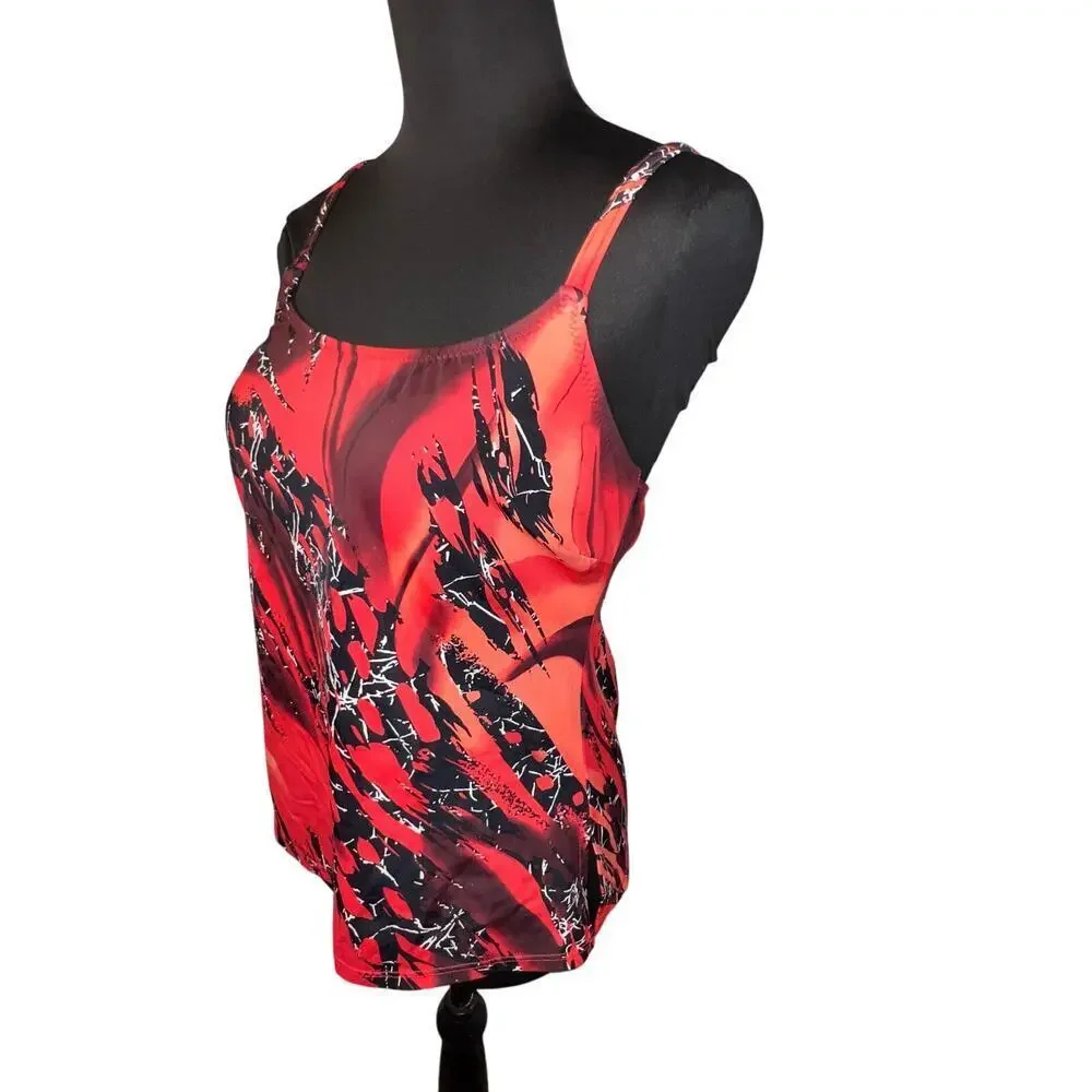 T.H.E. swimwear ladies size 12 adj straps vents‎ gypsy goth tropical tankini
